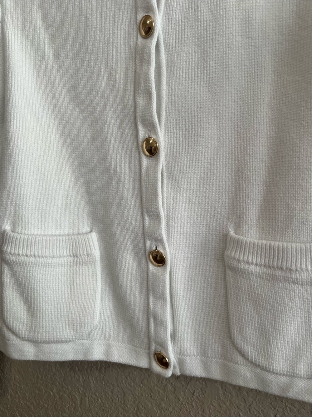 Quince 100% Organic Cotton Lady Jacket Sweater Ivory Medium Gold Buttons - Picture 7 of 12